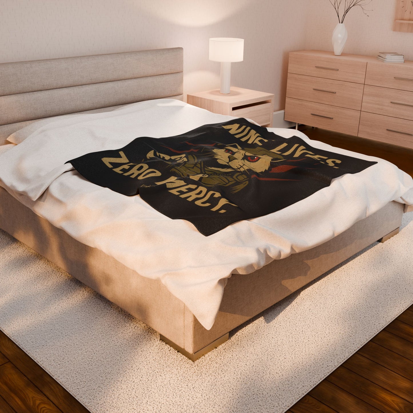 Military Cat Plush Blanket, Cozy Fleece Throw, Cat Lover Gift, Unique Home Decor, Comfort Blanket for All Occasions