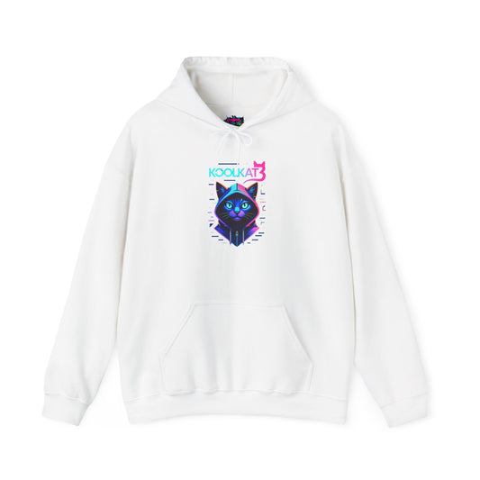 Cat Cyberpunk Hoodie - Kookikat Neon Retro Futuristic Graphic Hooded Sweatshirt
