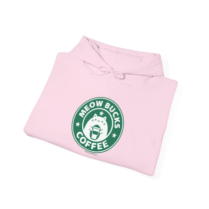 Cozy Unisex Hoodie - Meow Bucks Coffee Design, Perfect for Cat Lovers, Gift for Pet Owners, Casual Wear, Coffee Lovers