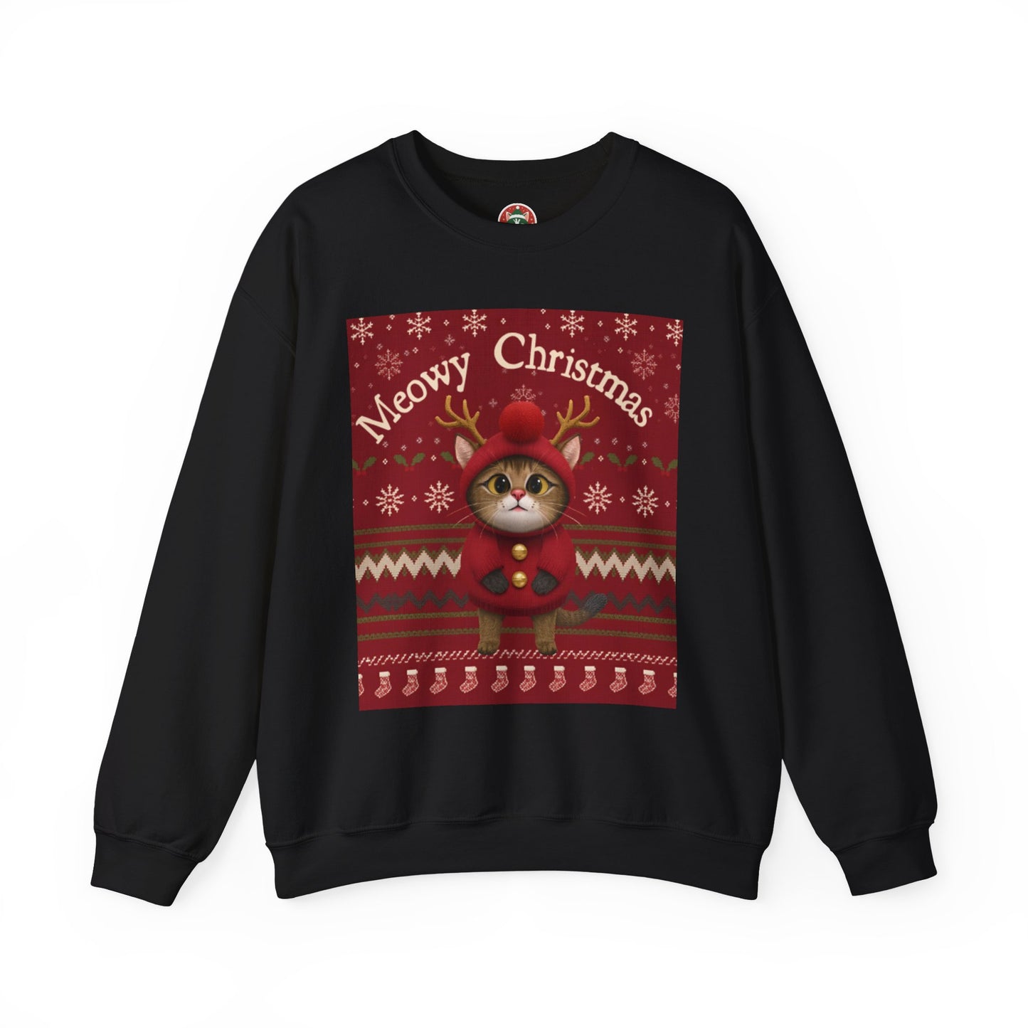 Meowy Christmas Crewneck Sweatshirt for Cat Lovers