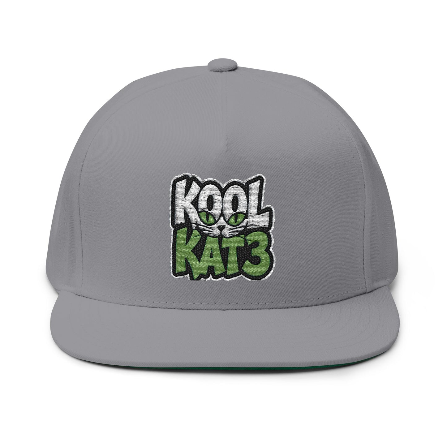 Flat Bill Cap — Kool Kat3 Embroidered Snapback Hat