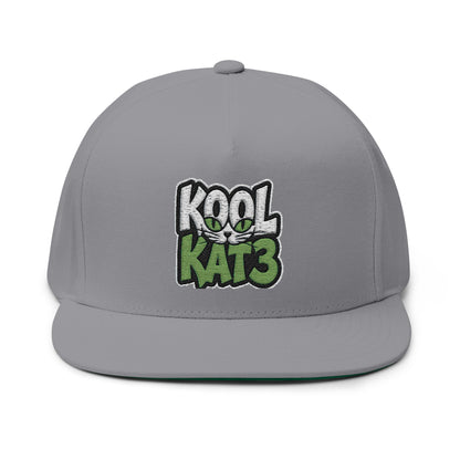 Flat Bill Cap — Kool Kat3 Embroidered Snapback Hat