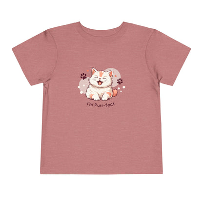 Adorable Toddler Cat Tee Shirt, Perfect Gift for Cat Lovers, Cute Baby T-Shirt for Birthdays, Pet-themed Apparel, Toddler Short Sleeve Top