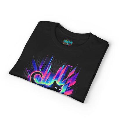 Retro Cyberpunk Cat T-Shirt — Neon City Night Graphic Tee