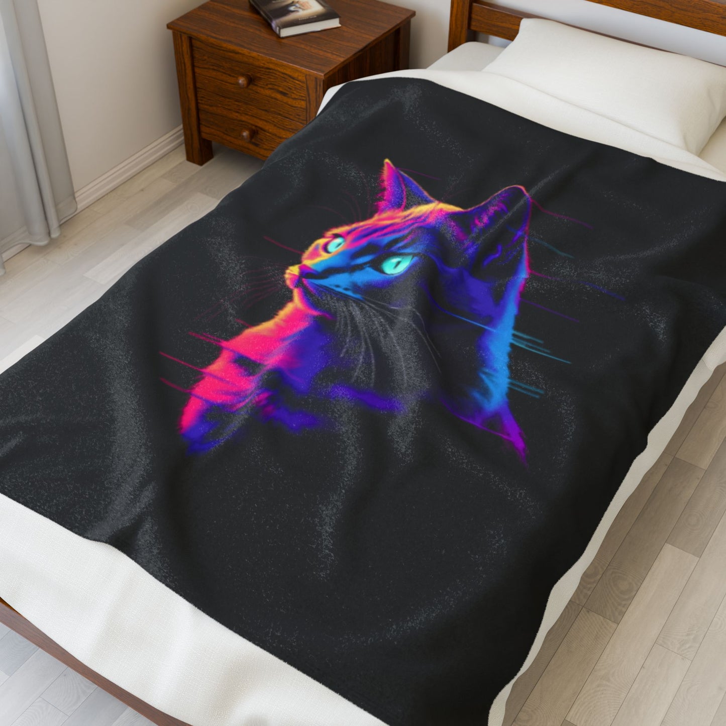 Neon Cat Velveteen Plush Blanket