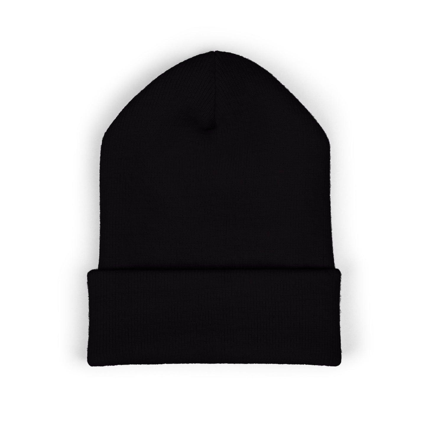 Embroidered Gold Crown Cuffed Beanie — Classic Winter Knit Hat