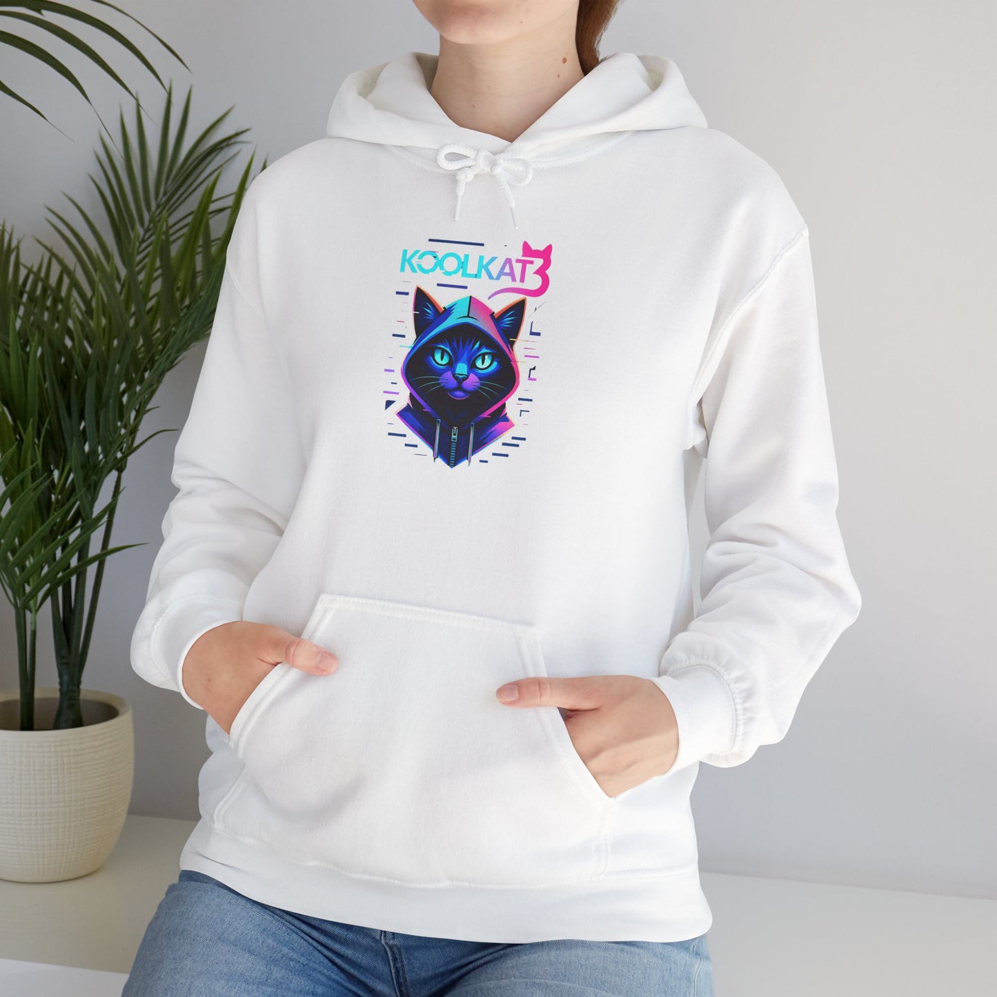 Cat Cyberpunk Hoodie - Kookikat Neon Retro Futuristic Graphic Hooded Sweatshirt