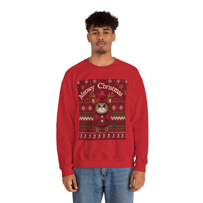 Meowy Christmas Crewneck Sweatshirt for Cat Lovers