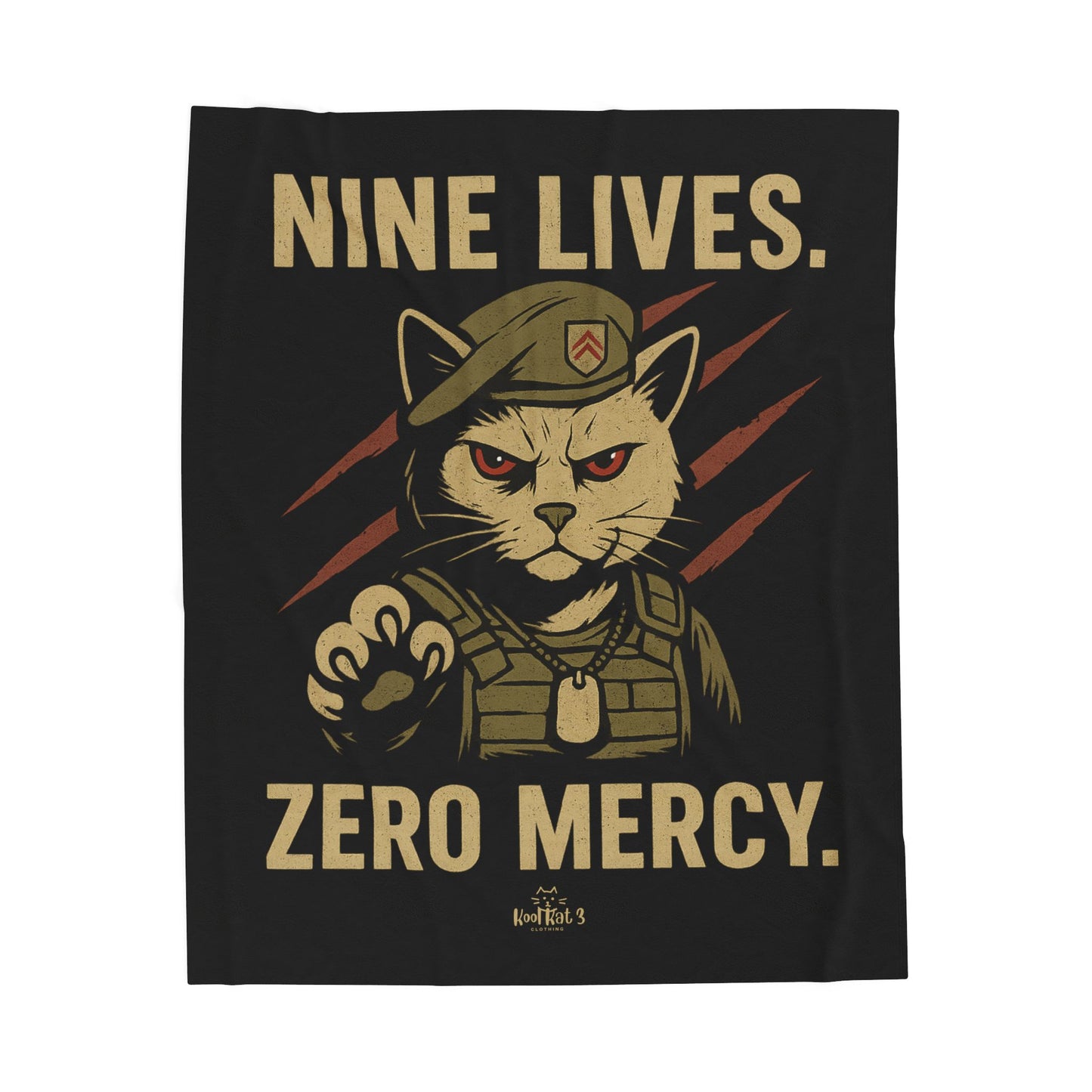 Military Cat Plush Blanket, Cozy Fleece Throw, Cat Lover Gift, Unique Home Decor, Comfort Blanket for All Occasions