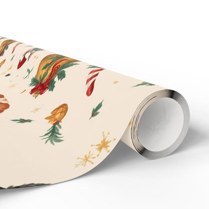 Festive Gift Wrapping Paper Roll - Holiday Designs with Pineapples and Candy Canes