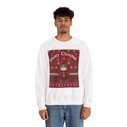 Meowy Christmas Crewneck Sweatshirt for Cat Lovers