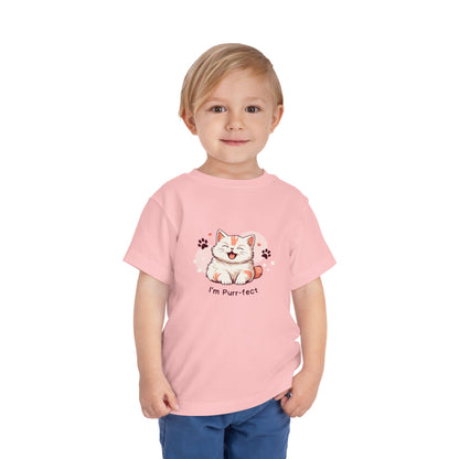 Adorable Toddler Cat Tee Shirt, Perfect Gift for Cat Lovers, Cute Baby T-Shirt for Birthdays, Pet-themed Apparel, Toddler Short Sleeve Top