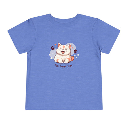 Adorable Toddler Cat Tee Shirt, Perfect Gift for Cat Lovers, Cute Baby T-Shirt for Birthdays, Pet-themed Apparel, Toddler Short Sleeve Top