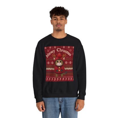 Meowy Christmas Crewneck Sweatshirt for Cat Lovers