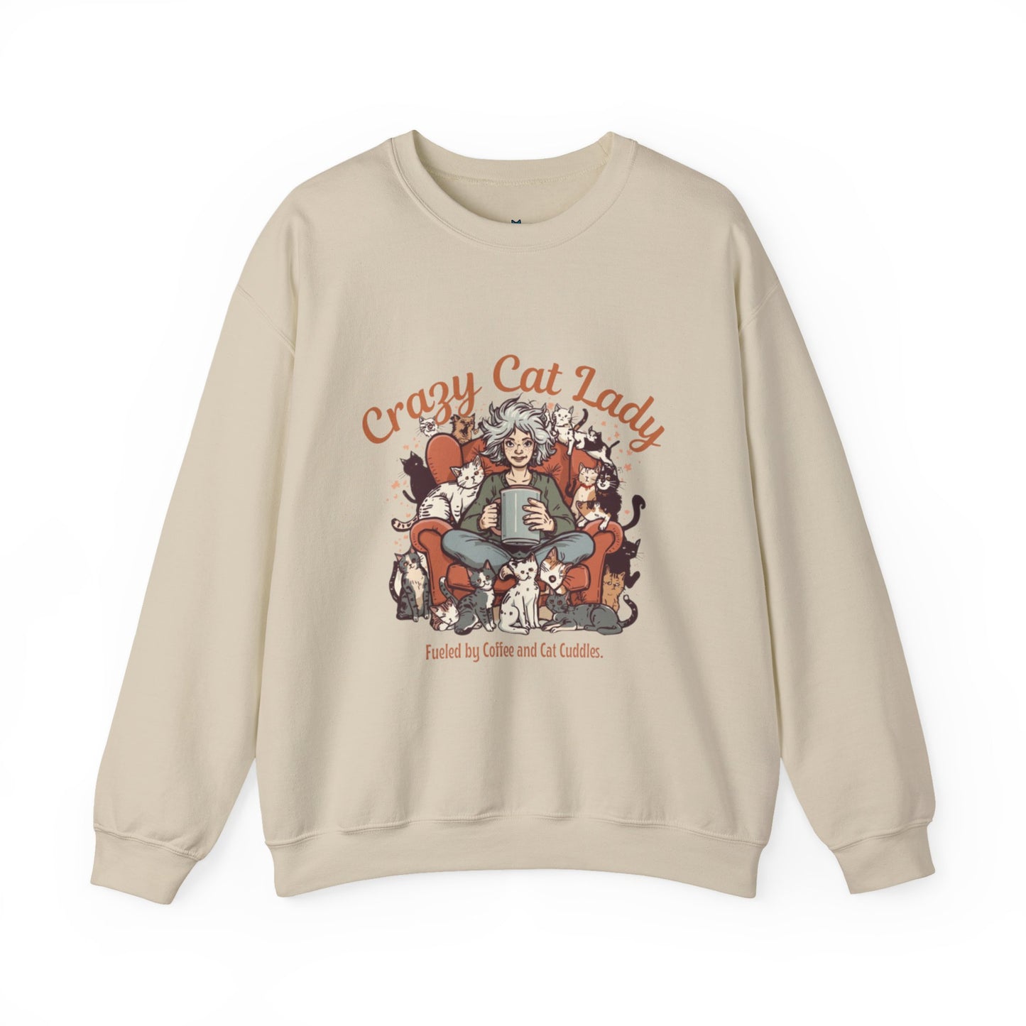 Crewneck Sweatshirt — "Crazy Cat Lady" Illustrated Cat Lover Sweater