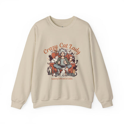 Crewneck Sweatshirt — "Crazy Cat Lady" Illustrated Cat Lover Sweater