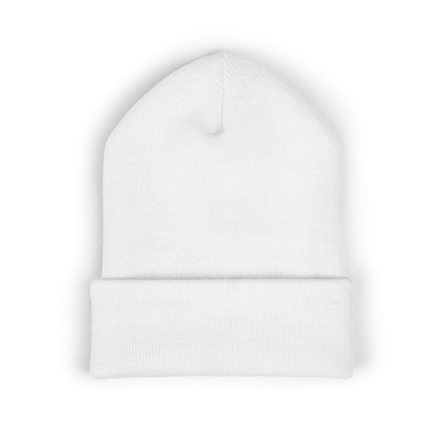 Embroidered Gold Crown Cuffed Beanie — Classic Winter Knit Hat