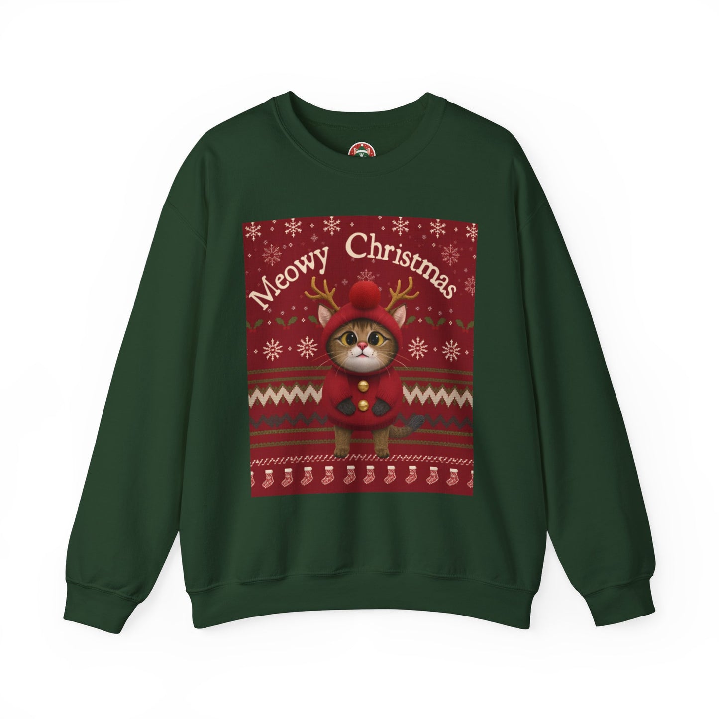 Meowy Christmas Crewneck Sweatshirt for Cat Lovers