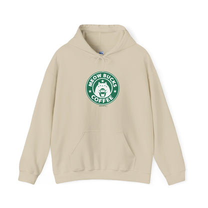 Cozy Unisex Hoodie - Meow Bucks Coffee Design, Perfect for Cat Lovers, Gift for Pet Owners, Casual Wear, Coffee Lovers