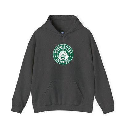 Cozy Unisex Hoodie - Meow Bucks Coffee Design, Perfect for Cat Lovers, Gift for Pet Owners, Casual Wear, Coffee Lovers