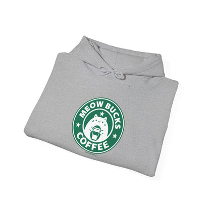 Cozy Unisex Hoodie - Meow Bucks Coffee Design, Perfect for Cat Lovers, Gift for Pet Owners, Casual Wear, Coffee Lovers