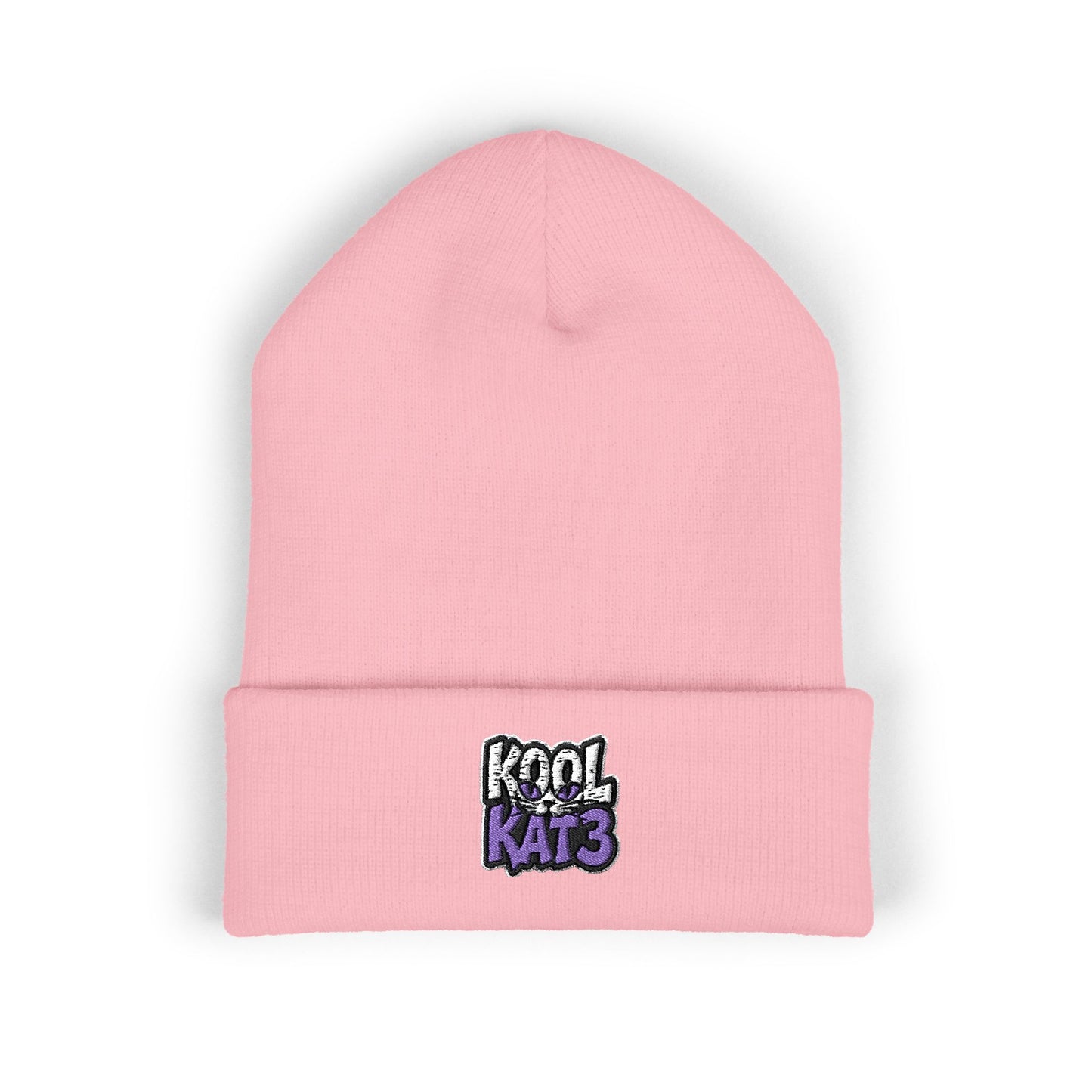 Embroidered "Kool Kat3" Cuffed Beanie — Cozy Streetwear Knit Hat