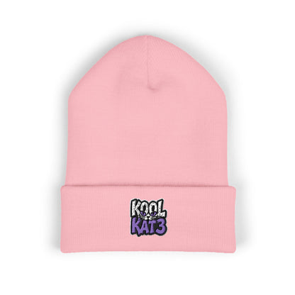 Embroidered "Kool Kat3" Cuffed Beanie — Cozy Streetwear Knit Hat