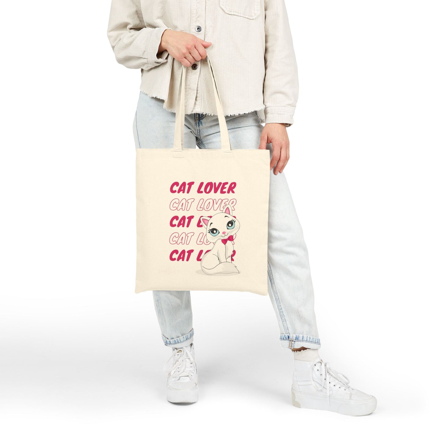 Cute Cat Lover Tote Bag, Eco-Friendly Shopping Bag, Gift for Cat Owners, Stylish Beach Bag, Pet Owner Accessory