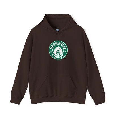 Cozy Unisex Hoodie - Meow Bucks Coffee Design, Perfect for Cat Lovers, Gift for Pet Owners, Casual Wear, Coffee Lovers