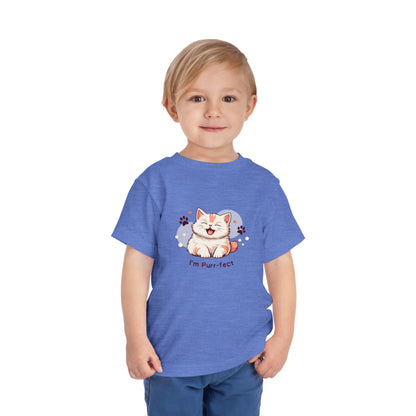 Adorable Toddler Cat Tee Shirt, Perfect Gift for Cat Lovers, Cute Baby T-Shirt for Birthdays, Pet-themed Apparel, Toddler Short Sleeve Top