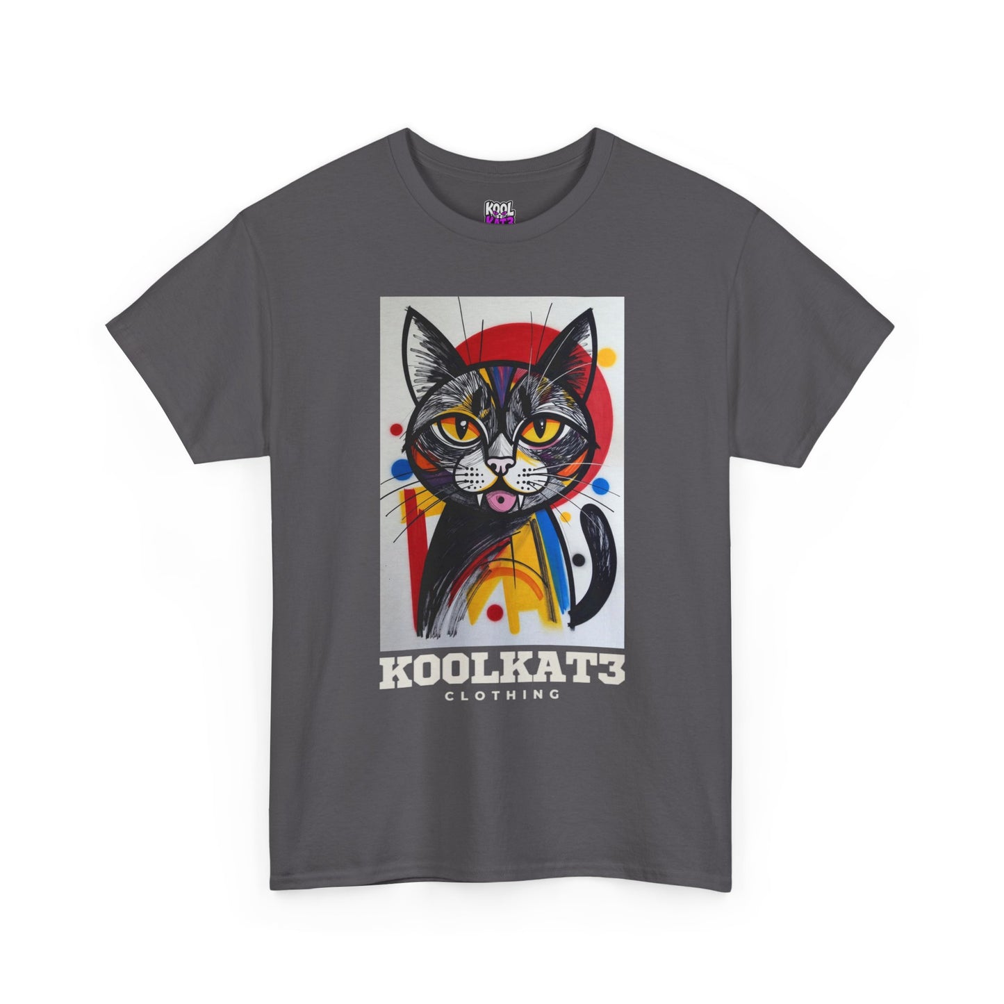 Cat Portrait T‑Shirt — Colorful KoolKat3 Graphic Tee