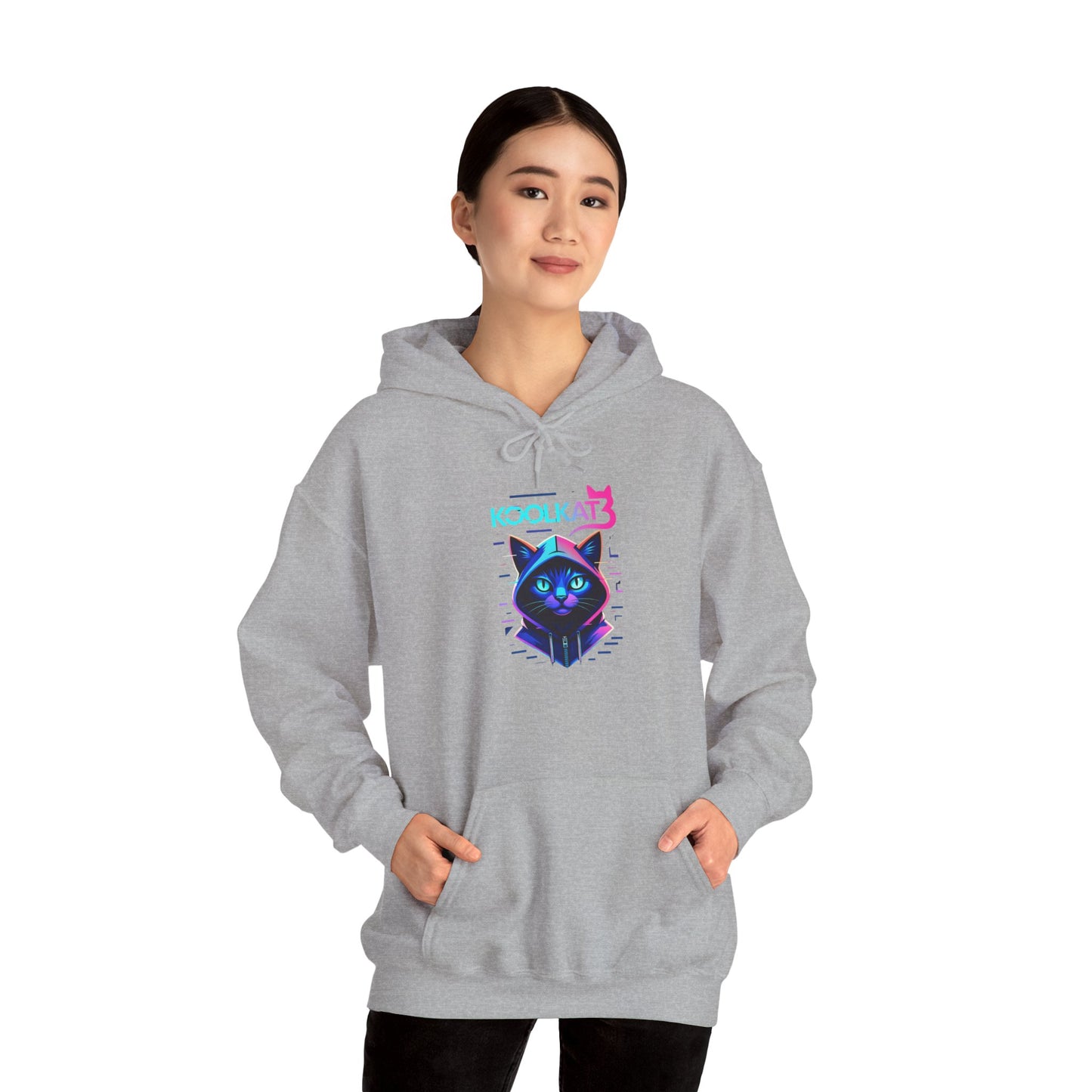 Cat Cyberpunk Hoodie - Kookikat Neon Retro Futuristic Graphic Hooded Sweatshirt