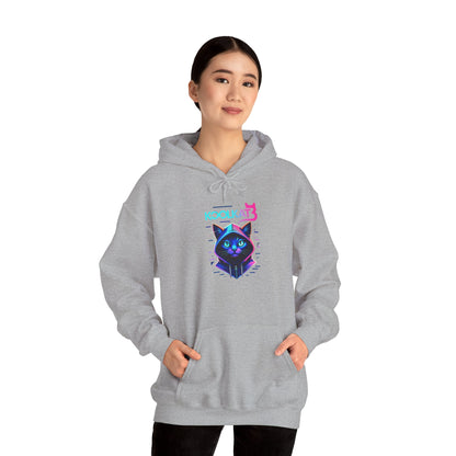 Cat Cyberpunk Hoodie - Kookikat Neon Retro Futuristic Graphic Hooded Sweatshirt
