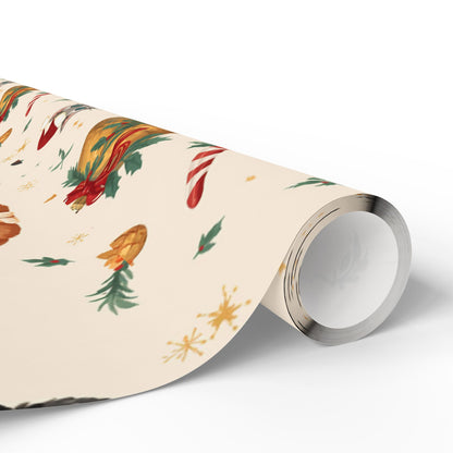 Festive Gift Wrapping Paper Roll - Holiday Designs with Pineapples and Candy Canes