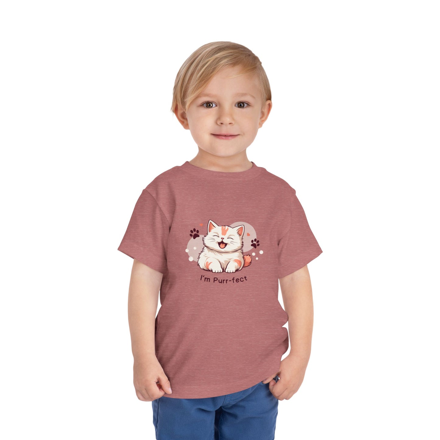 Adorable Toddler Cat Tee Shirt, Perfect Gift for Cat Lovers, Cute Baby T-Shirt for Birthdays, Pet-themed Apparel, Toddler Short Sleeve Top