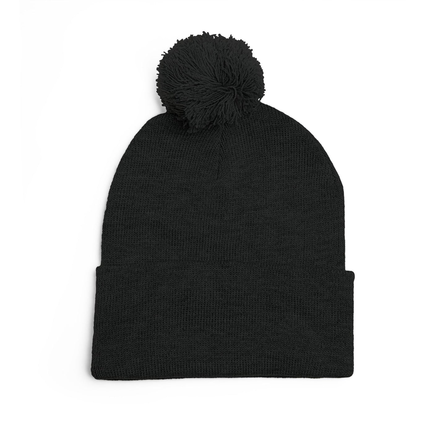 Kool Kat Embroidered Pom-Pom Knit Cap — Gray Winter Beanie