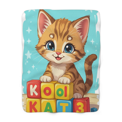 Cozy Cat-Themed Sherpa Fleece Blanket | Adorable Kitten Design for Kids, Great Gift for Birthdays, Holidays, and Home Decor
