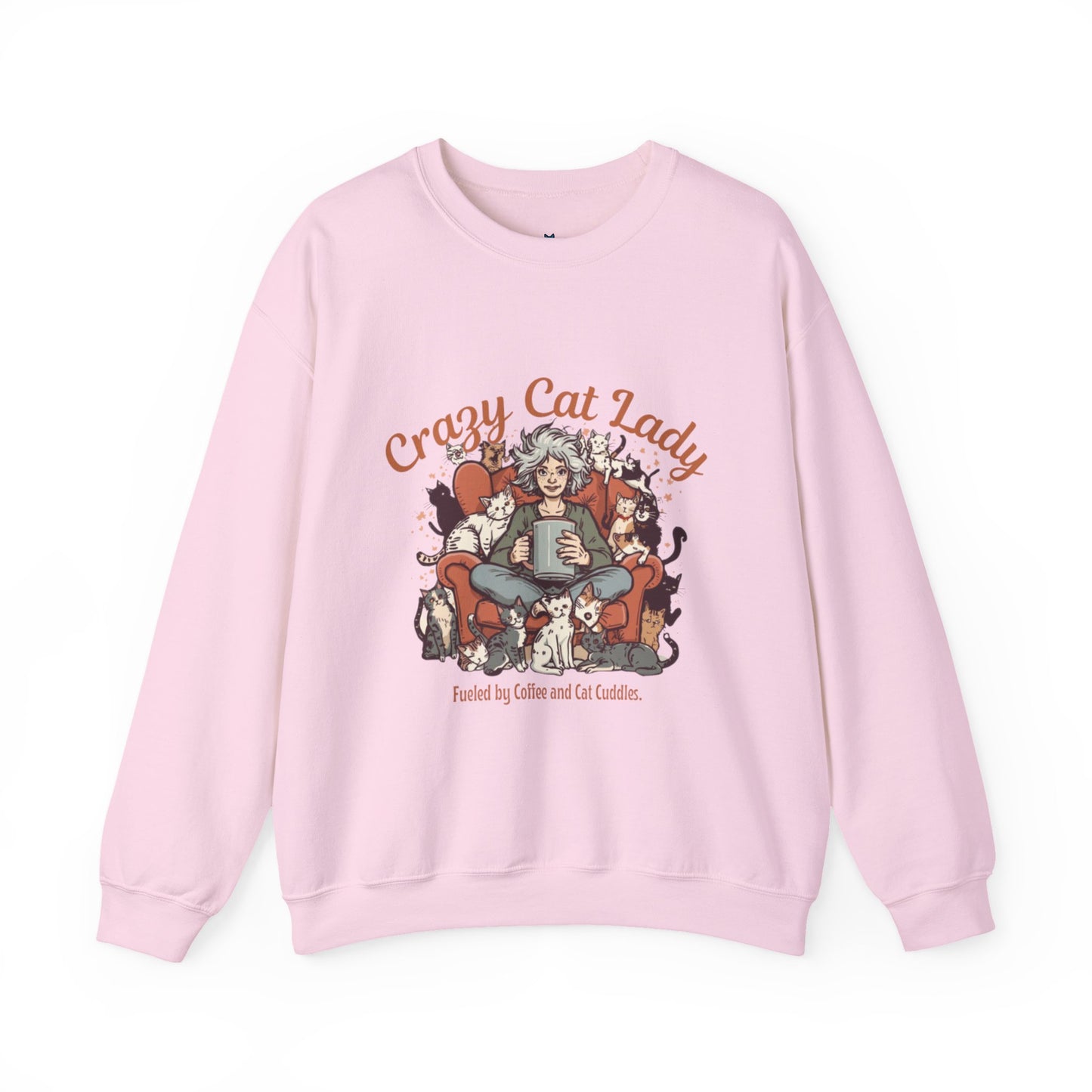 Crewneck Sweatshirt — "Crazy Cat Lady" Illustrated Cat Lover Sweater