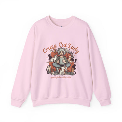 Crewneck Sweatshirt — "Crazy Cat Lady" Illustrated Cat Lover Sweater