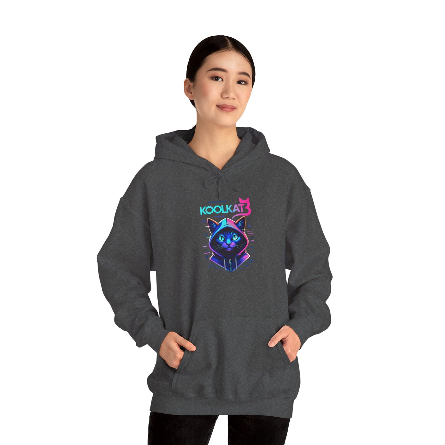 Cat Cyberpunk Hoodie - Kookikat Neon Retro Futuristic Graphic Hooded Sweatshirt