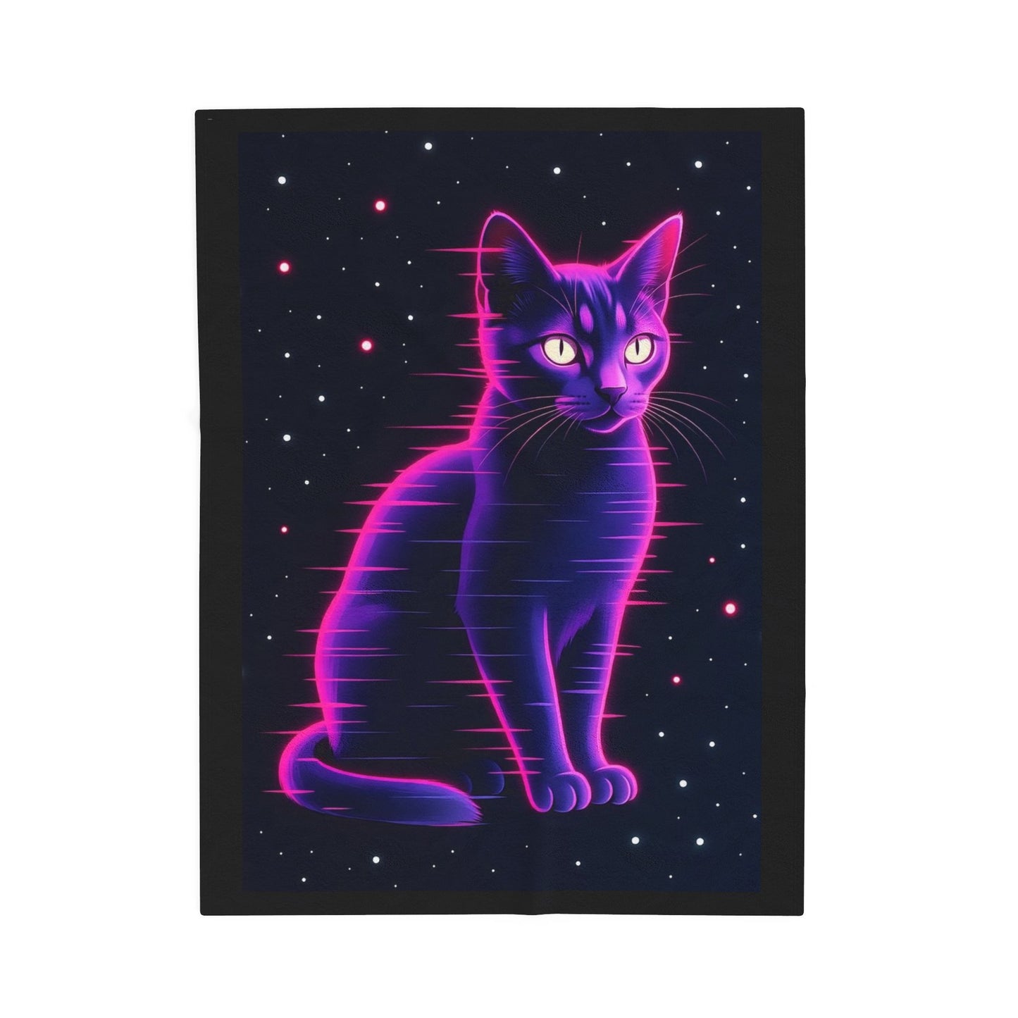 Neon Retro Space Cat Velveteen Plush Blanket