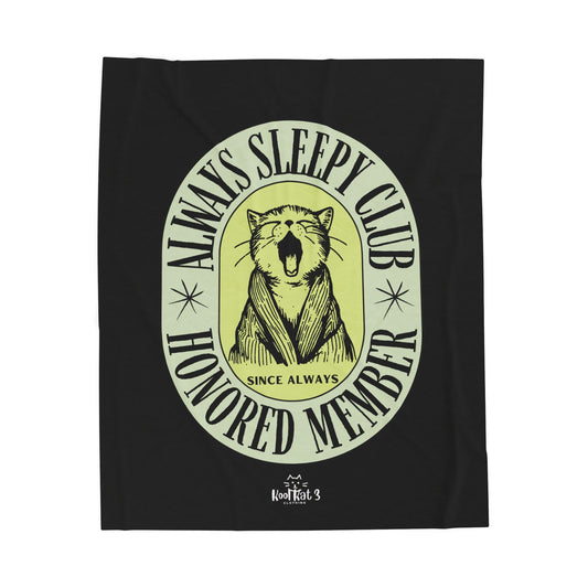 Cozy Plush Blanket - Always Sleepy Club, Soft Throw for Naps, Home Decor, Gift for Sleep Lovers, Comfy Bed Spread