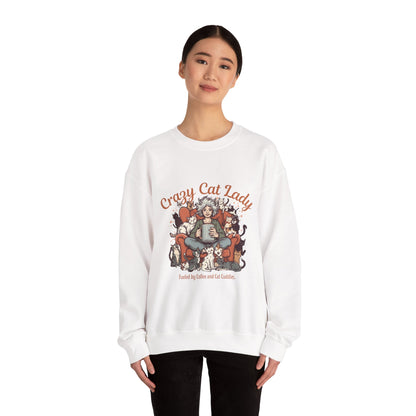 Crewneck Sweatshirt — "Crazy Cat Lady" Illustrated Cat Lover Sweater