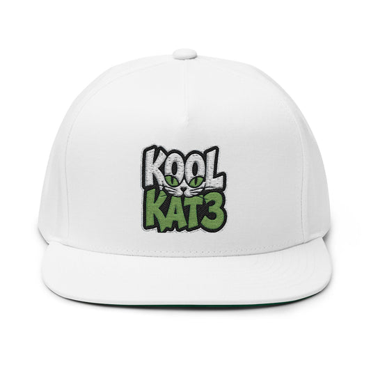 Flat Bill Cap — Kool Kat3 Embroidered Snapback Hat