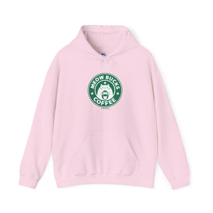 Cozy Unisex Hoodie - Meow Bucks Coffee Design, Perfect for Cat Lovers, Gift for Pet Owners, Casual Wear, Coffee Lovers