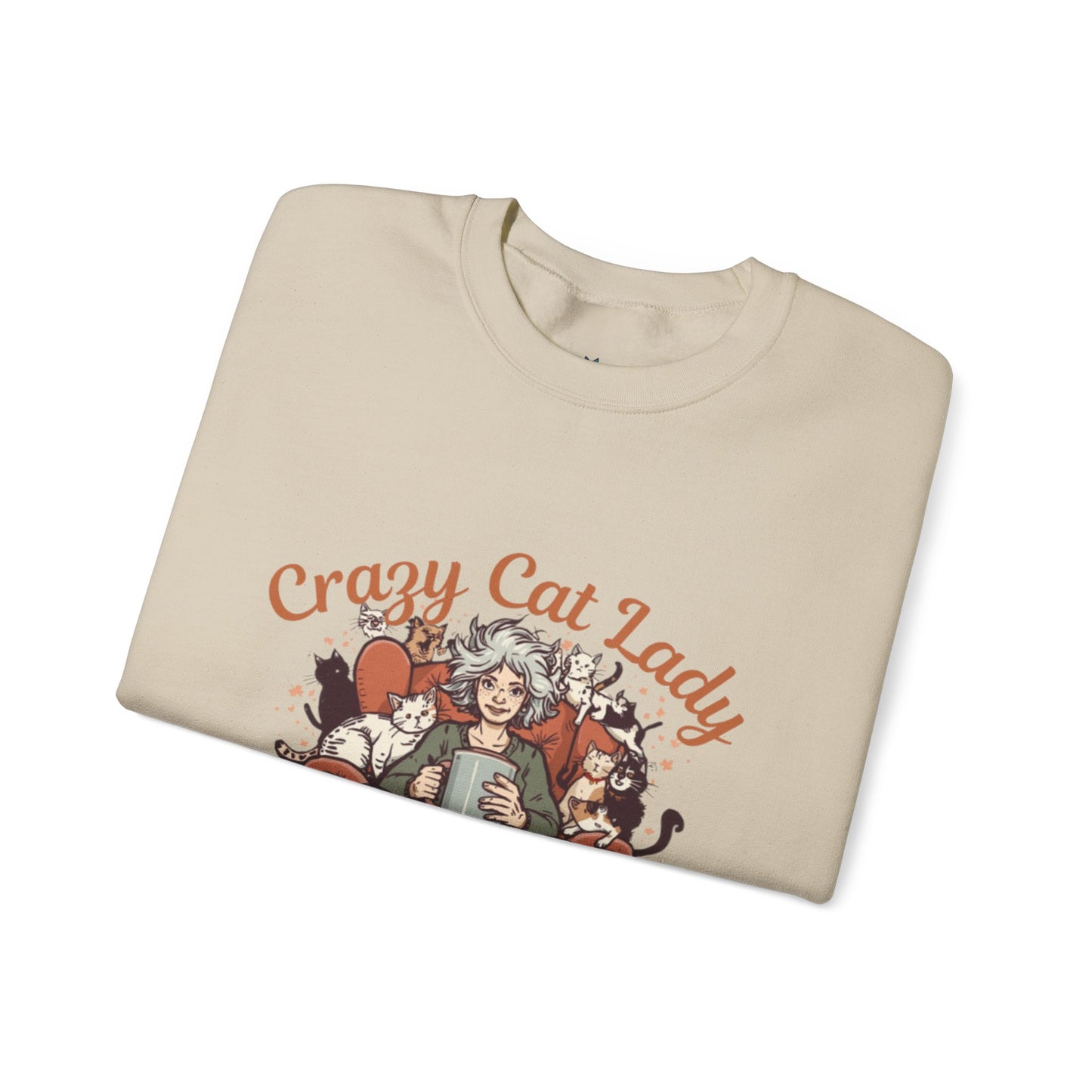 Crewneck Sweatshirt — "Crazy Cat Lady" Illustrated Cat Lover Sweater