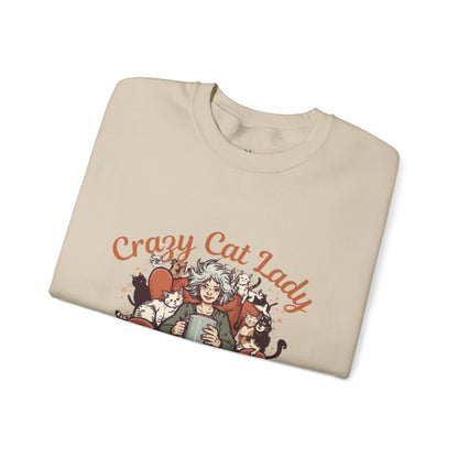 Crewneck Sweatshirt — "Crazy Cat Lady" Illustrated Cat Lover Sweater