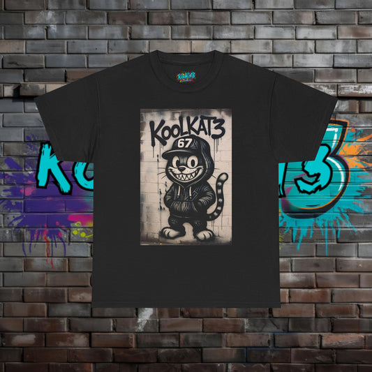 KoolKat3 Street Art Cat T‑Shirt — Retro Graffiti Cartoon Tee