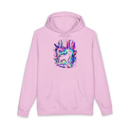 Retro Glitch Cat Hoodie — Vaporwave Neon Cat Graphic Sweatshirt