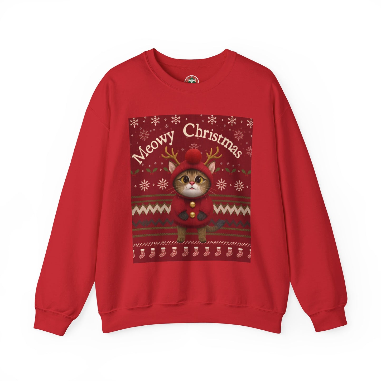 Meowy Christmas Crewneck Sweatshirt for Cat Lovers
